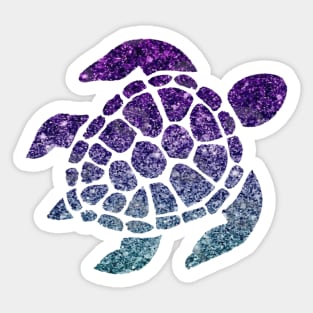 Purple Teal Ombre Faux Glitter Turtle Sticker